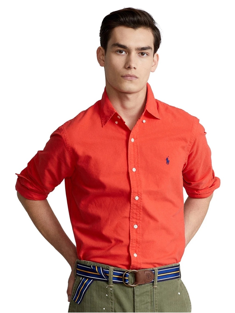 Polo Ralph Lauren Orange Long Sleeve Button Down Classic Oxford Shirt Size M
